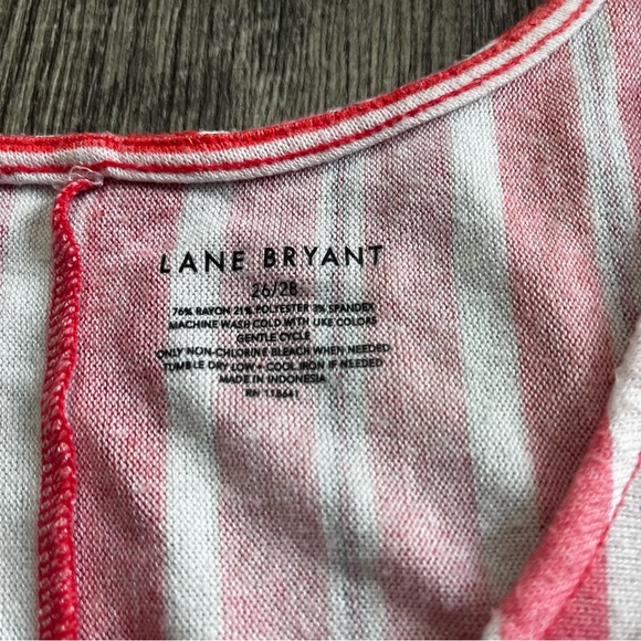 Lane Bryant Red & White Striped V-Neck Tank - Picture 5 of 5